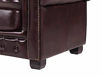 4-zits chesterfield bank 100% bordeaux buffelleer - afbeelding 3 van  12