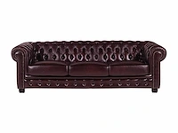 4-zits chesterfield bank 100% bordeaux buffelleer - afbeelding 11 van  12