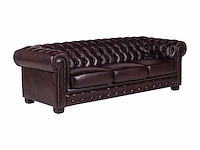 4-zits chesterfield bank 100% bordeaux buffelleer - afbeelding 12 van  12