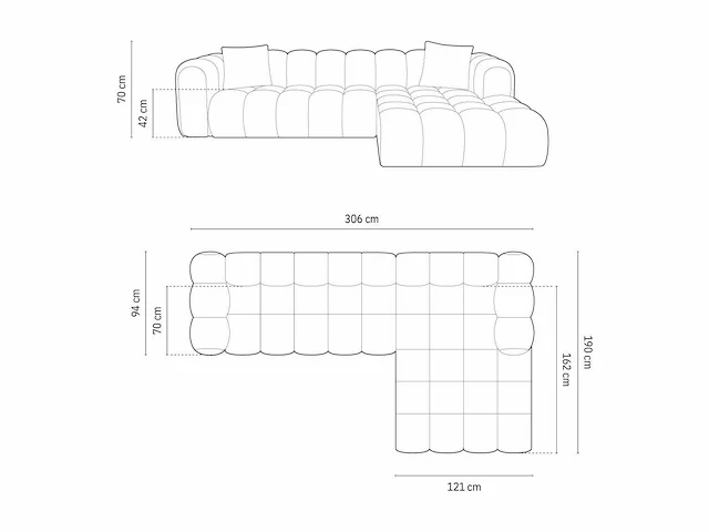 4-zits rechter hoekbank - cappuccino structural fabric - afbeelding 6 van  6