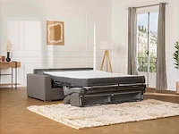 4-zitsbank convertible express in grijze stof - slaapplaatsen 160 cm - matrassen 22 cm met traagschuim - afbeelding 2 van  4