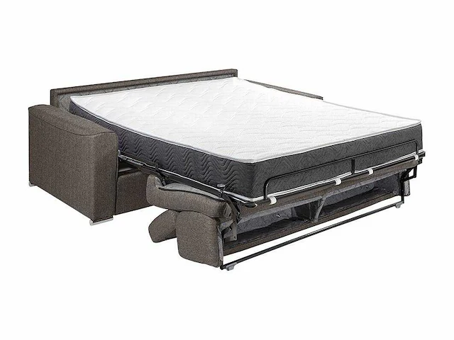 4-zitsbank convertible express in grijze stof - slaapplaatsen 160 cm - matrassen 22 cm met traagschuim - afbeelding 4 van  4