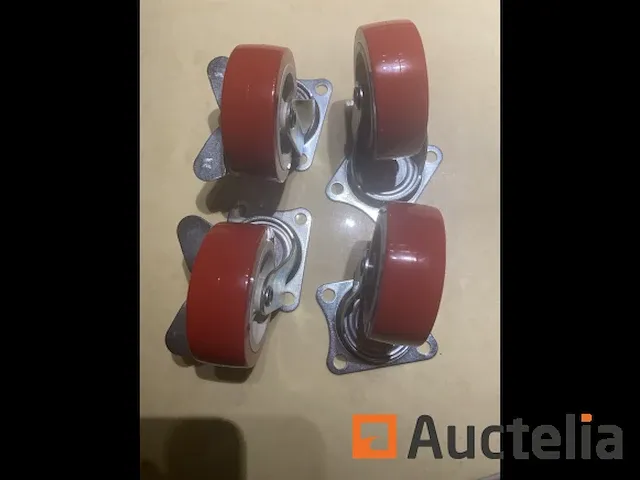 4 zwenkwielen 75 mm met rem - afbeelding 1 van  3