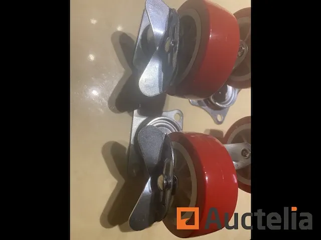 4 zwenkwielen 75 mm met rem - afbeelding 2 van  3