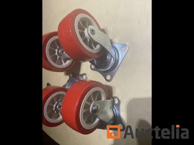 4 zwenkwielen 75 mm met rem - afbeelding 3 van  3