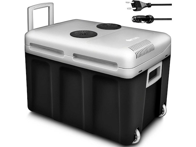 40 l elektrische koeler met wielen | 230v & 12v mini-koelkast voor auto, auto, kamperen, koeling en verwarming - afbeelding 1 van  8