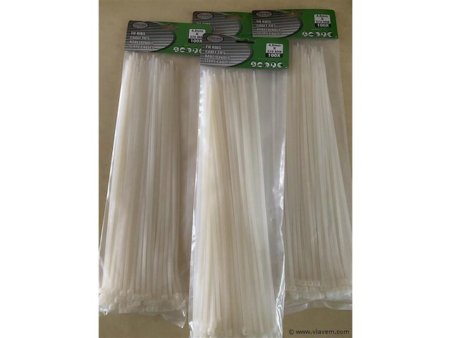 400 tie ribs 4,8x370 mm in 4 pakken van 100 wit - afbeelding 1 van  2