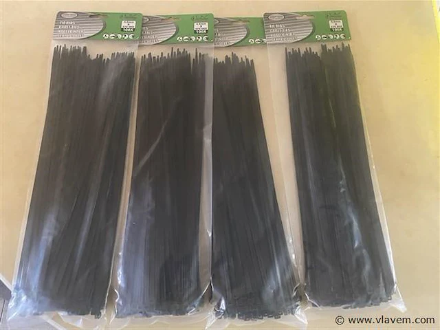 400 tie ribs in 4 verpakkingen van 100 stuks zwart - afbeelding 1 van  2