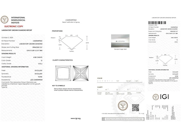4.08ct g vvs2 with igi certificate - afbeelding 4 van  4