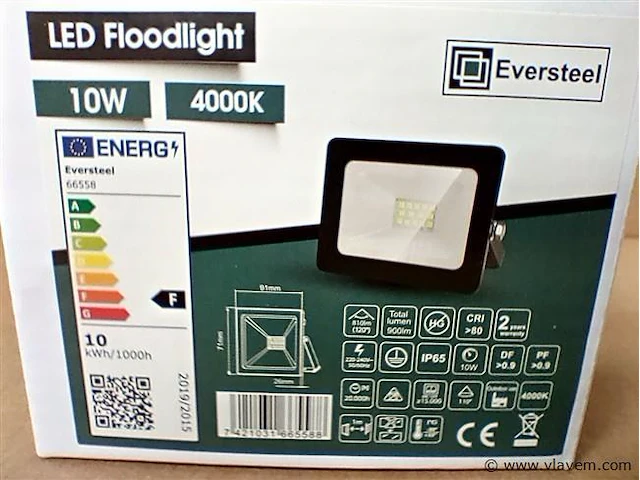 40x eversteel led breedstraler 10 watt - afbeelding 1 van  3