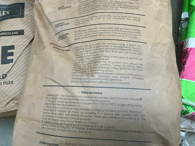 42 zakken lebegge flex tegellijm 25kg. - afbeelding 3 van  6