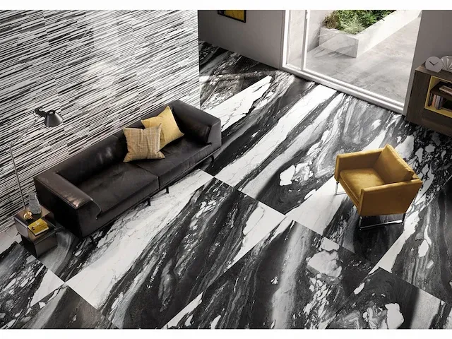 43,20m² -60x120cm -panda statuario glossy gerectificeerd - afbeelding 2 van  2