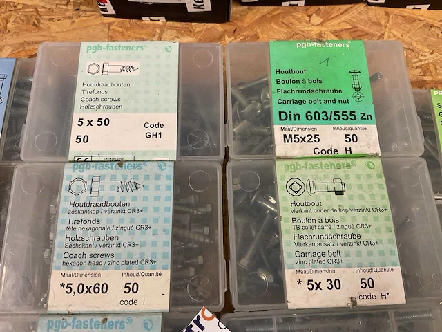 47 doosjes zeskantmoer; sluitringen; schroefogen; houtdraadbout; houtbouten - afbeelding 4 van  8