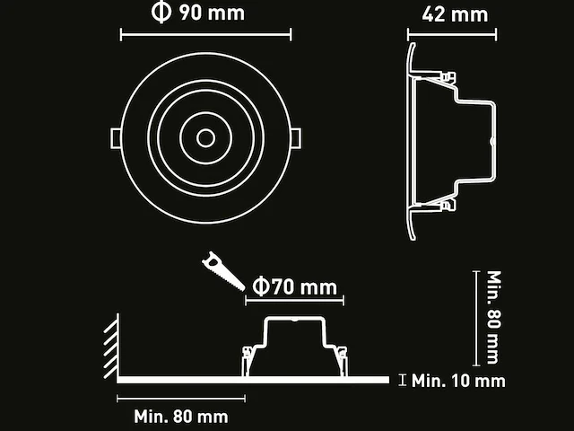 4.9w cct 3 kleur inbouwspot waterdicht (100x) - afbeelding 5 van  5
