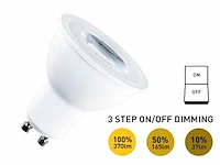 4.9w gu10 led spot aan/uit dim met lens 3000k (100x) - afbeelding 1 van  2