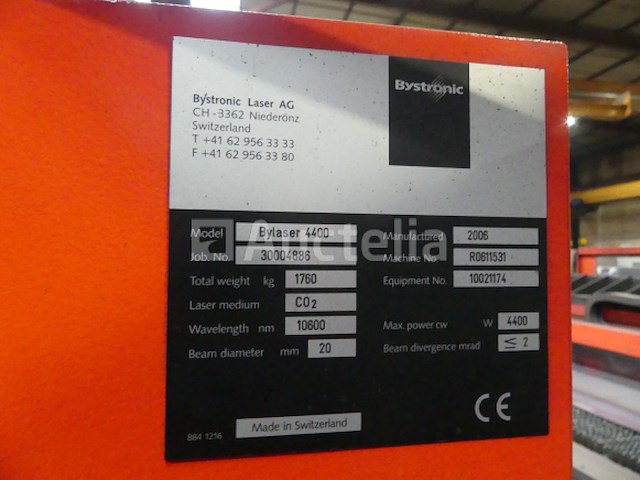 4m co² lasersnijmachine met koeler en dampzuig bystronic bylaser 4400 - afbeelding 5 van  27
