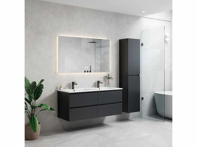 4x 120cm badkamermeubelset - kleur: zwart eik - roma 120-06 - afbeelding 1 van  4