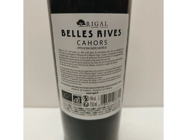 4x 75cl belles rives rigal cahors - afbeelding 2 van  2