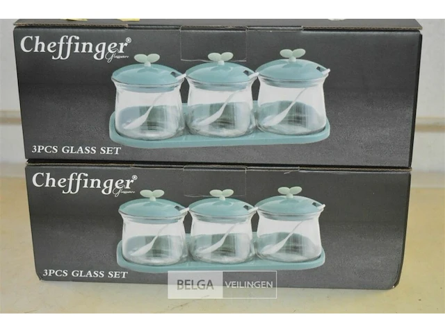 4x cheffingen glas set 3pers - afbeelding 1 van  1