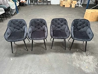 4x design eetkamerstoel grijs velvet showroommodel