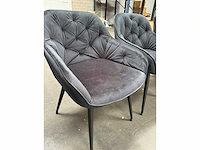 4x design eetkamerstoel grijs velvet showroommodel - afbeelding 2 van  5