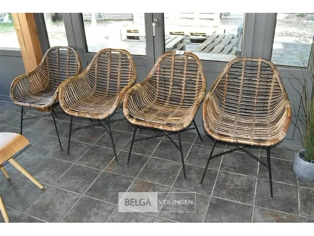 4x design veranda stoel riet/metaal - afbeelding 1 van  2
