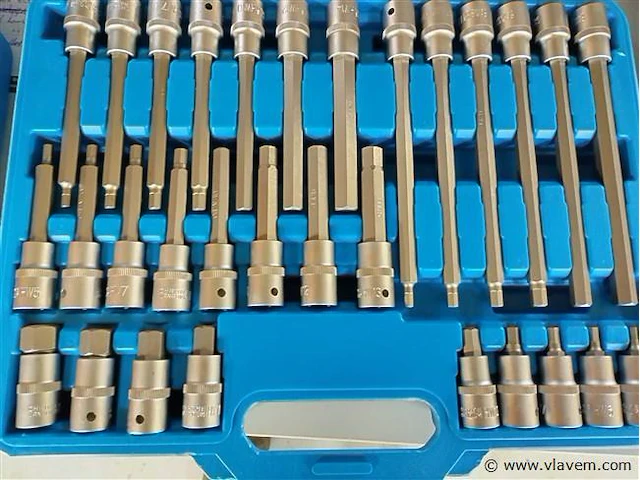 4x doppenset 1/2", ribe set 32 dlg, hex (inbus) 30 delig, spline set 26 delig, en torx set van 32 delig - afbeelding 4 van  16