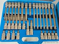 4x doppenset 1/2", ribe set 32 dlg, hex (inbus) 30 delig, spline set 26 delig, en torx set van 32 delig - afbeelding 1 van  16