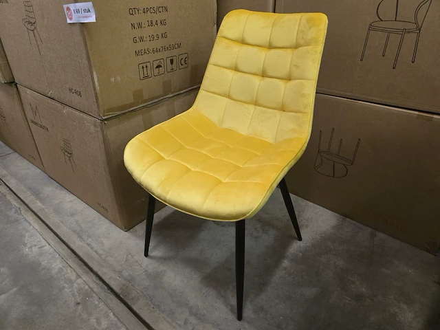 4x eetkamerstoel brooks yellow velvet - afbeelding 1 van  7