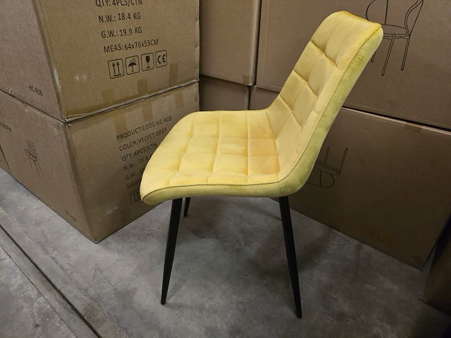 4x eetkamerstoel brooks yellow velvet - afbeelding 2 van  7