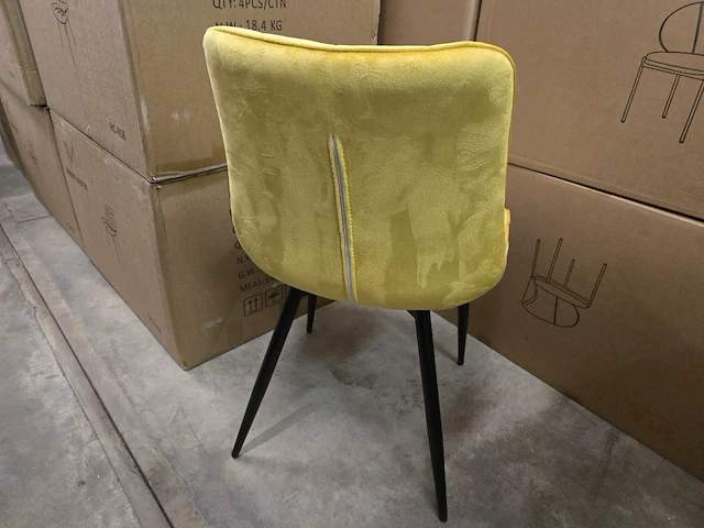 4x eetkamerstoel brooks yellow velvet - afbeelding 3 van  7