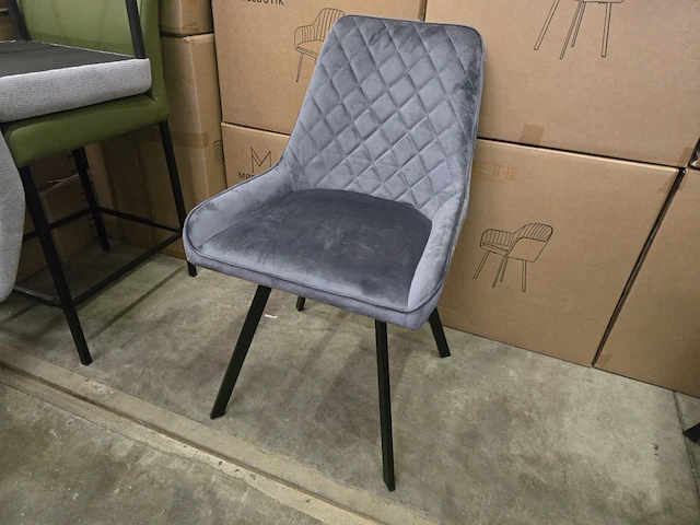4x eetkamerstoel bura grey velvet - afbeelding 1 van  7
