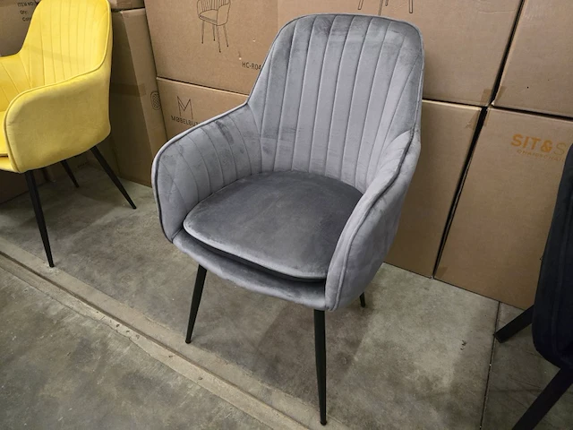 4x eetkamerstoel emms grey velvet - afbeelding 1 van  5