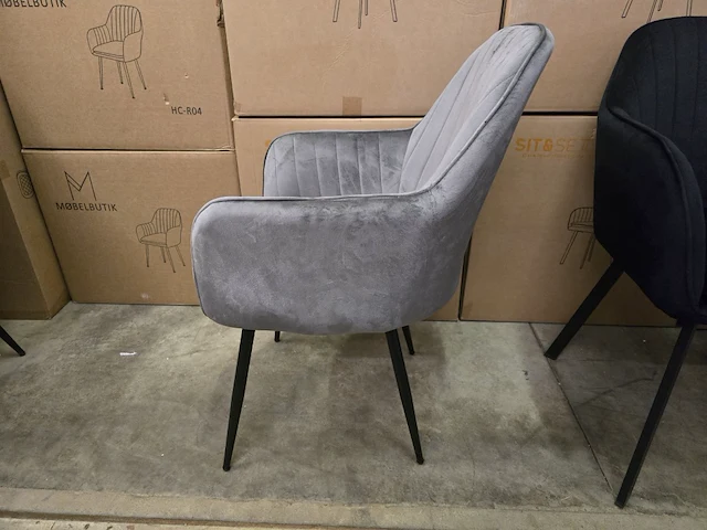 4x eetkamerstoel emms grey velvet - afbeelding 2 van  5