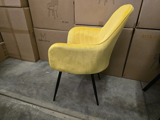 4x eetkamerstoel emms yellow velvet - afbeelding 2 van  6