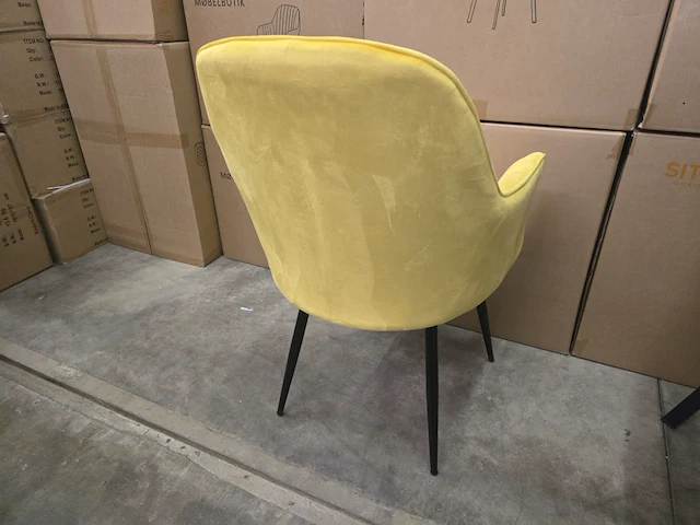 4x eetkamerstoel emms yellow velvet - afbeelding 3 van  6