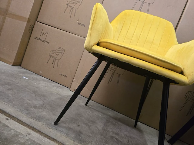 4x eetkamerstoel emms yellow velvet - afbeelding 5 van  6