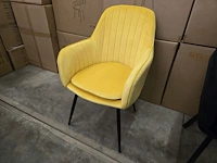 4x eetkamerstoel emms yellow velvet - afbeelding 1 van  6