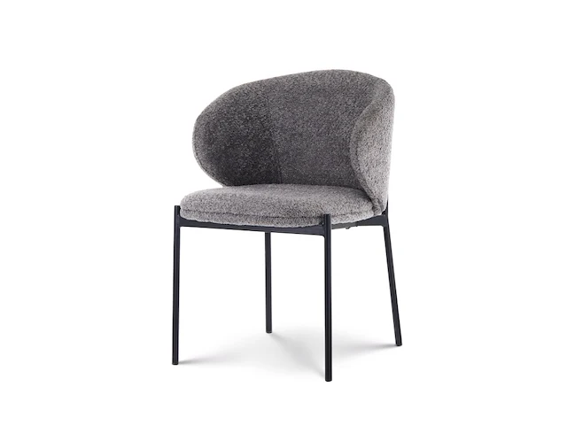 4x eetkamerstoel grey bouclé - afbeelding 1 van  5