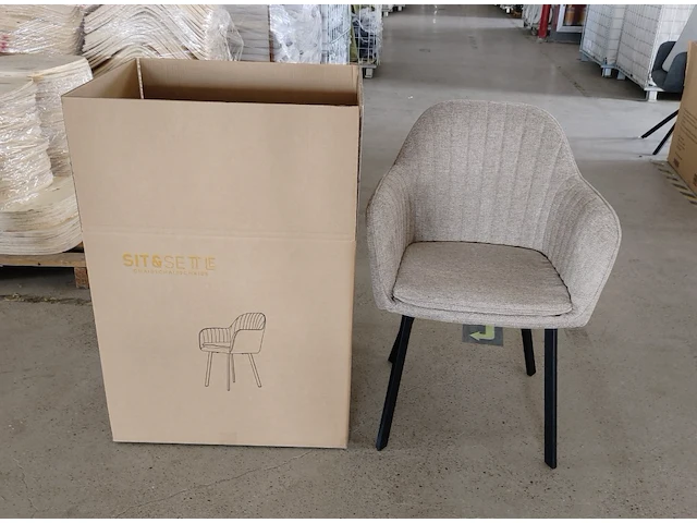 4x eetkamerstoel kuip beige fabrics - afbeelding 6 van  6