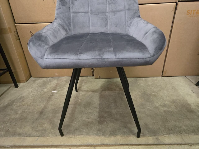 4x eetkamerstoel yiri grey velvet - afbeelding 4 van  8