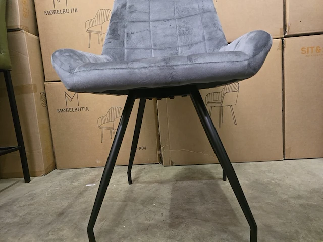 4x eetkamerstoel yiri grey velvet - afbeelding 5 van  8
