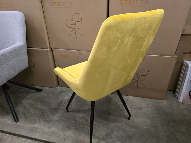 4x eetkamerstoel yiri yellow velvet - afbeelding 4 van  7