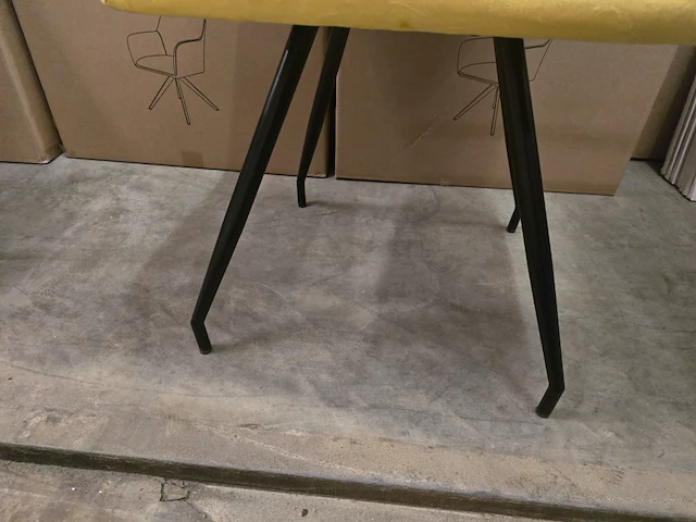4x eetkamerstoel yiri yellow velvet - afbeelding 5 van  7