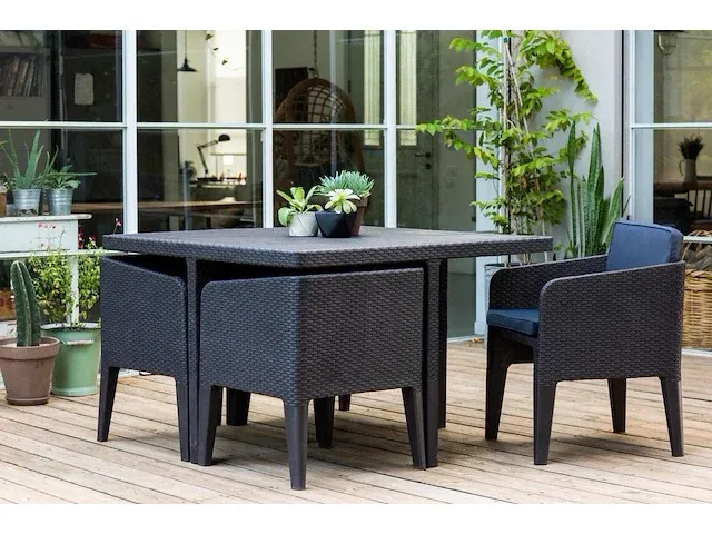 4x keter california tuinstoelen graphite - afbeelding 1 van  2