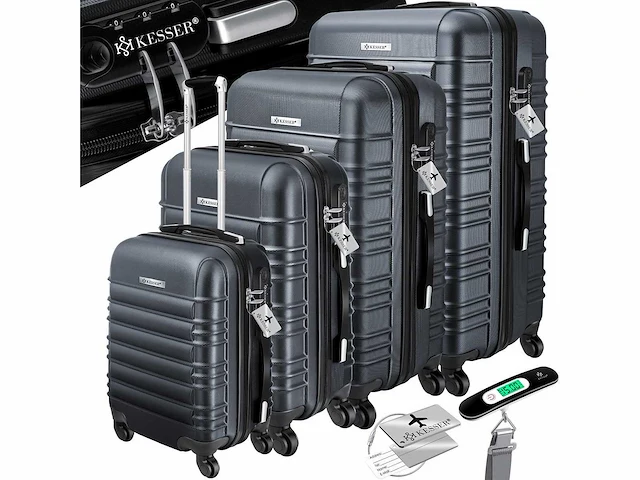 4x koffer, reiskofferset, trolleykoffer, incl. bagageweegschaal + bagagelabel - afbeelding 1 van  8