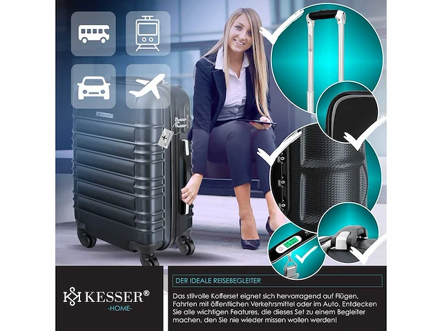 4x koffer, reiskofferset, trolleykoffer, incl. bagageweegschaal + bagagelabel - afbeelding 7 van  8