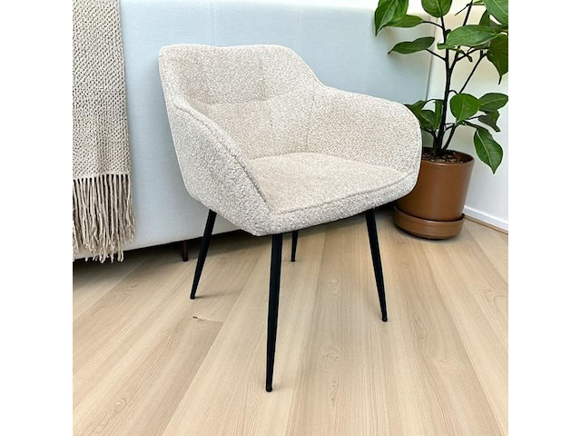 4x kuipstoel beige bouclé - afbeelding 1 van  2