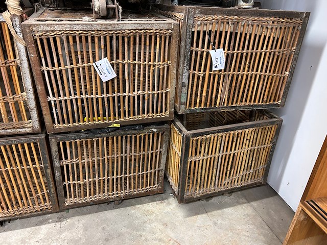 4x metalen bamboe wastrolleykar - afbeelding 1 van  4