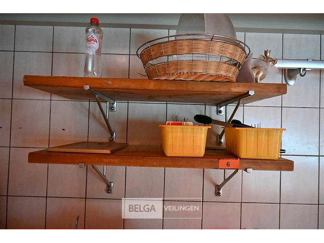 4x rvs houder met houten leggers 90x40x22 - afbeelding 1 van  3
